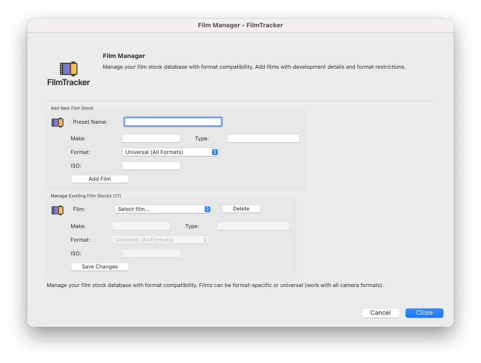 Film Manager Interface